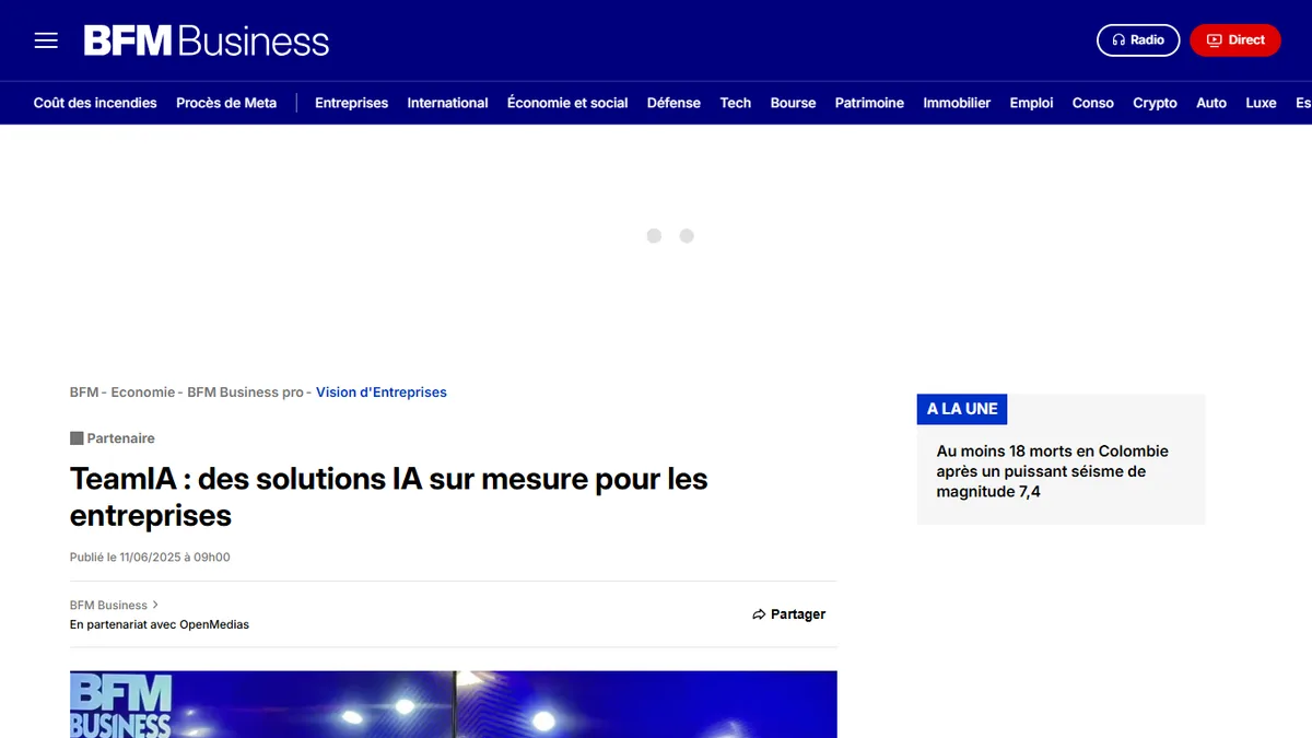 Illustration : Team IA : des solutions IA sur mesure pour les entreprises